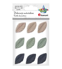 Liście materiałowe tłoczone 3D 20x35mm mix 9szt