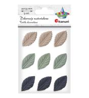 Liście materiałowe tłoczone 3D 20x35mm mix 9szt