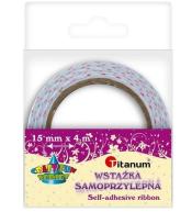 Wstążka samoprzylepna ecru w różowe groszki