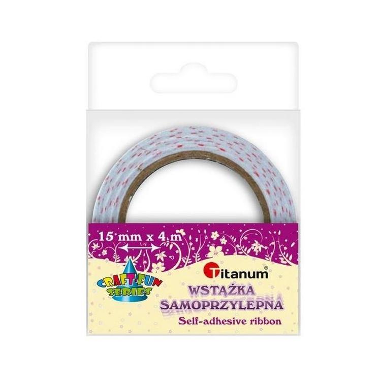 Wstążka samoprzylepna ecru w różowe groszki