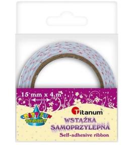 Wstążka samoprzylepna ecru w różowe groszki