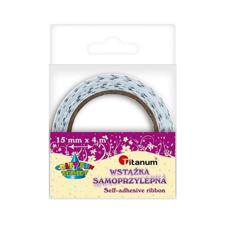 Wstążka samoprzylepna ecru w czarne groszki