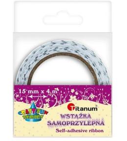 Wstążka samoprzylepna ecru w czarne groszki