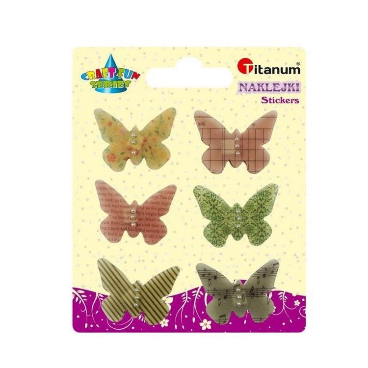 Naklejki foliowe 3D motyle 32x24mm mix 6szt