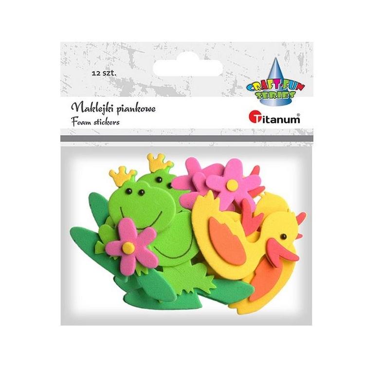 Naklejki piankowe 3D kaczki, żaby, kwiatki 12szt