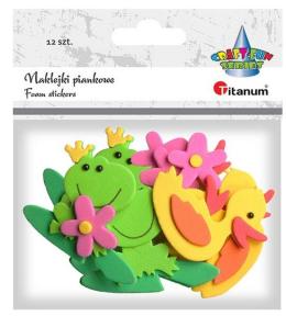 Naklejki piankowe 3D kaczki, żaby, kwiatki 12szt