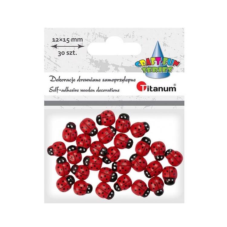 Drewniane biedronki samoprzylepne 3D 12x15mm 30szt