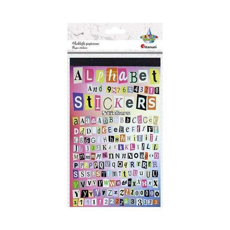 Naklejki papierowe 6 plansz litery i cyfry 1362szt