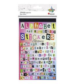 Naklejki papierowe 6 plansz litery i cyfry 1362szt