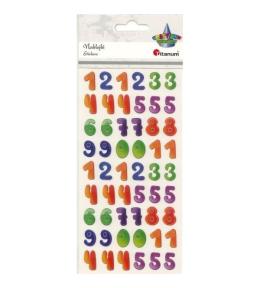 Naklejki wypukłe cyfry ombre mix kolorów 54szt