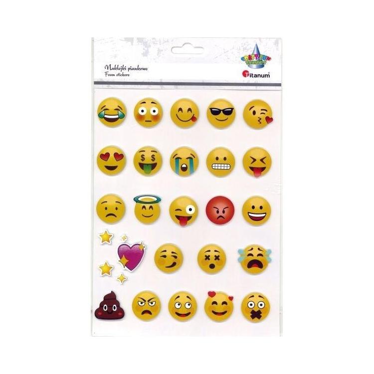Naklejki 3D papierowe na piance emotki 28mm 28szt