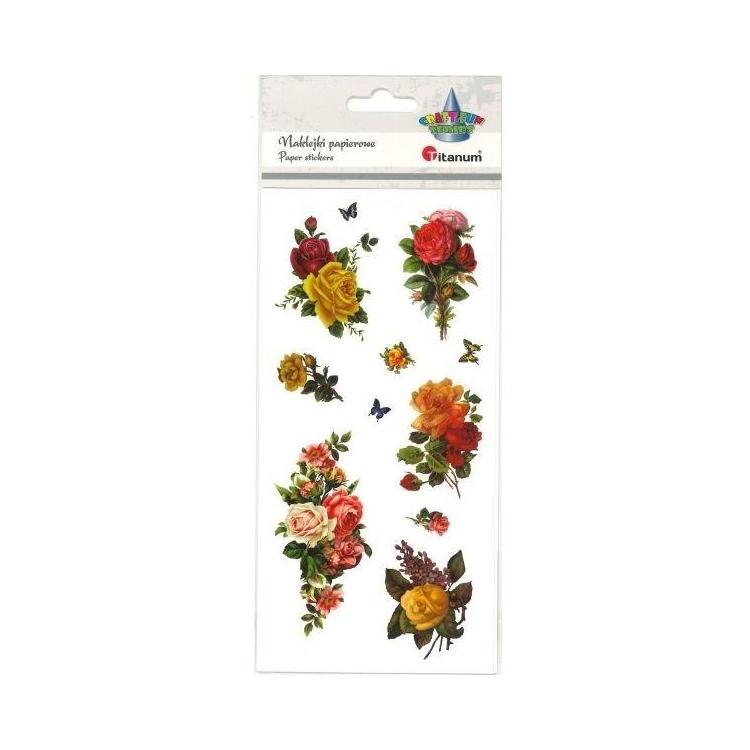 Naklejki papierowe róże 11szt