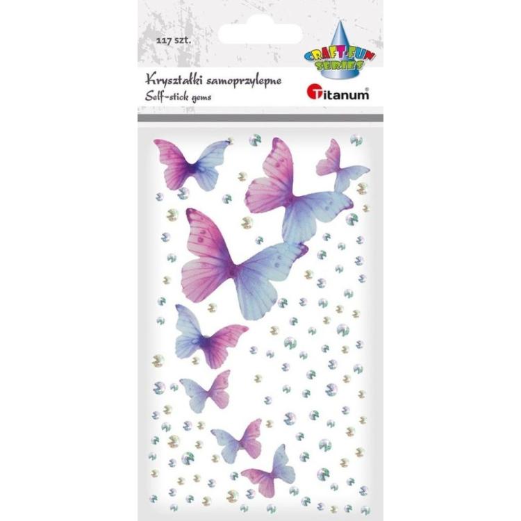 Kryształki samoprzylepne Motyle i dżety 117szt