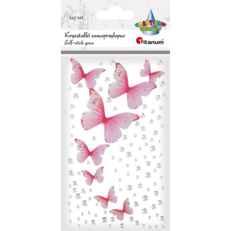 Kryształki samoprzylepne Motyle i perełki 117szt