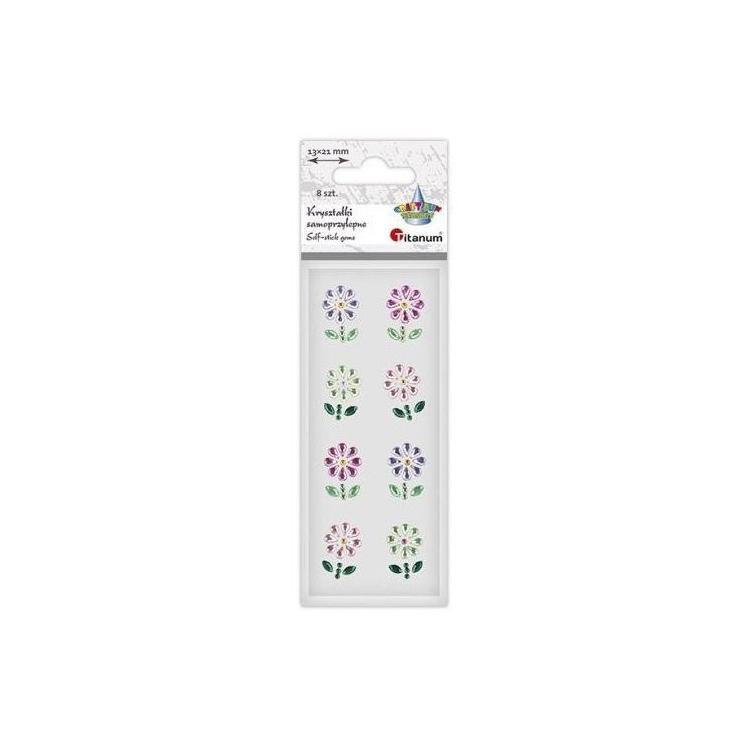 Kryształki samoprzylepne kwiaty 13x21mm mix 8szt