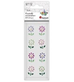 Kryształki samoprzylepne kwiaty 13x21mm mix 8szt