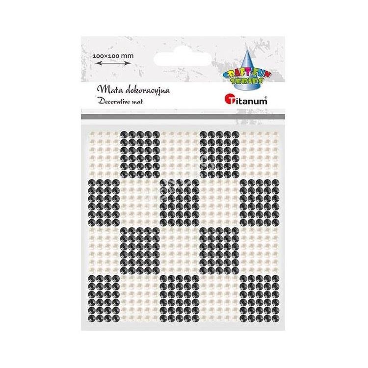 Mata dekoracyjna 10x10cm perełki, kryształki