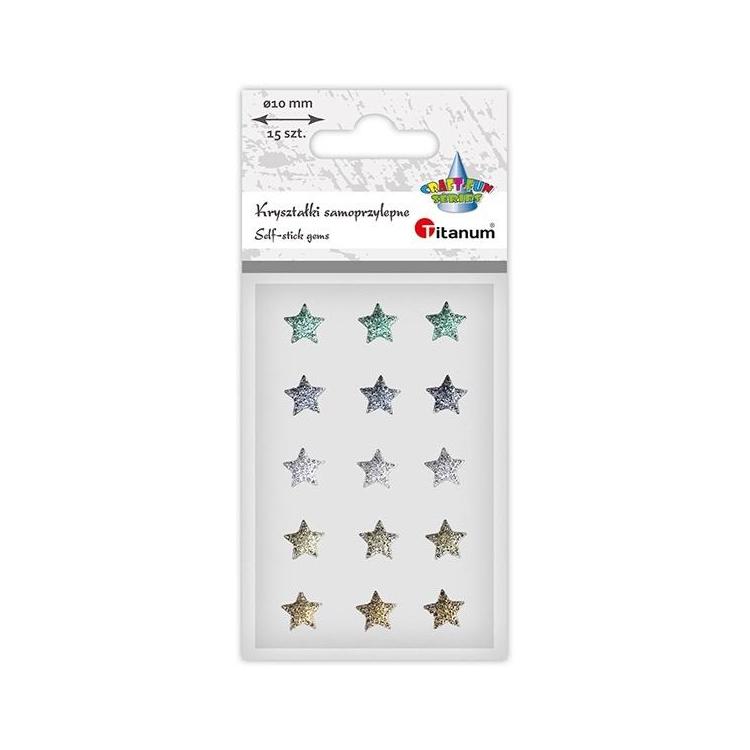 Kryształki samoprzylepne gwiazdki 10x10mm 15szt