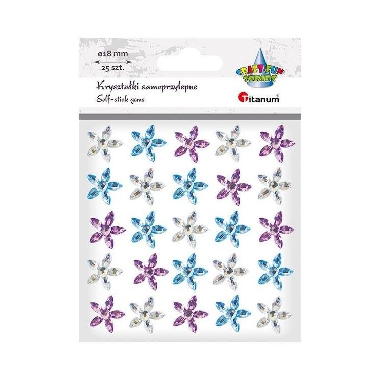 Kryształki samoprzylepne kwiaty 18mm mix 25szt