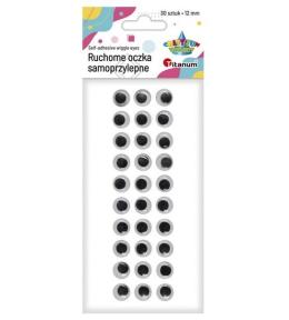 Oczy samoprzylepne bez rzęs 12mm okrągłe 30szt