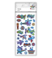 Naklejki wypukłe miękkie pojazdy mix 21szt