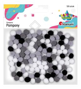Pompony poliestrowe 10mm mix 120szt