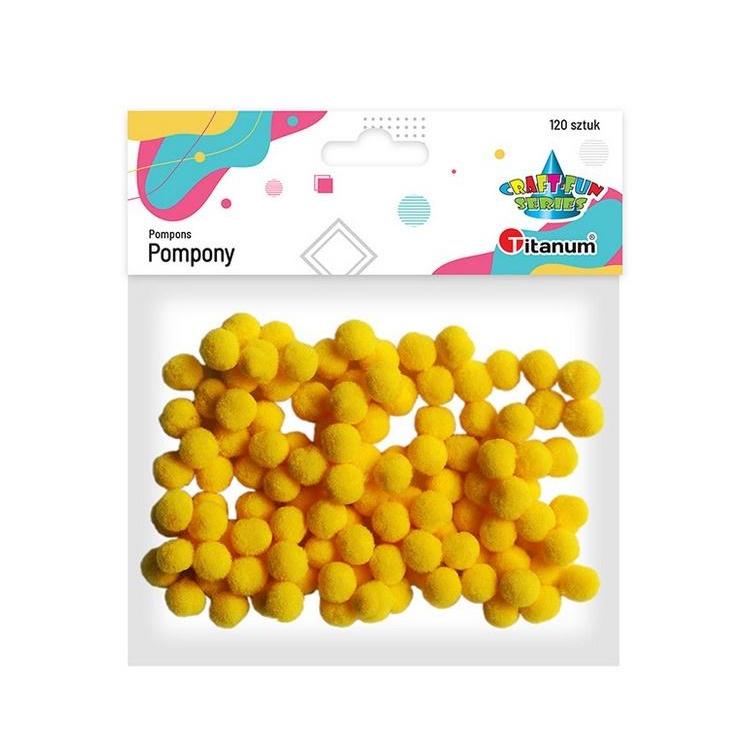 Pompony poliestrowe 10mm żółte 120szt