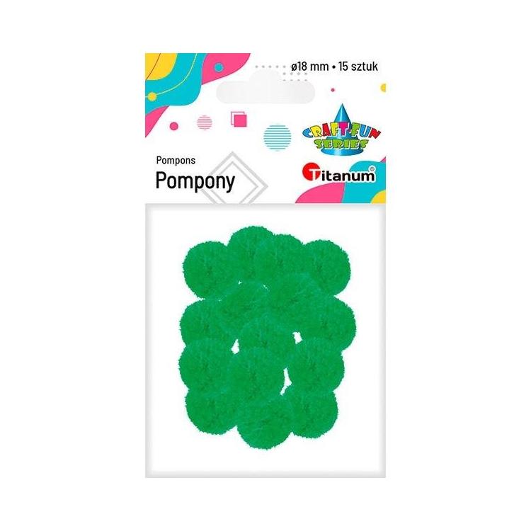 Pompony poliestrowe 18mm zielone 15szt