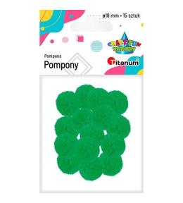 Pompony poliestrowe 18mm zielone 15szt