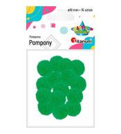 Pompony poliestrowe 18mm zielone 15szt