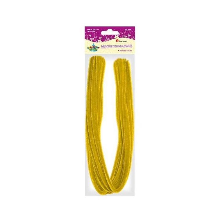 Druciki dekoracyjne 0,6x50cm żółte 15szt
