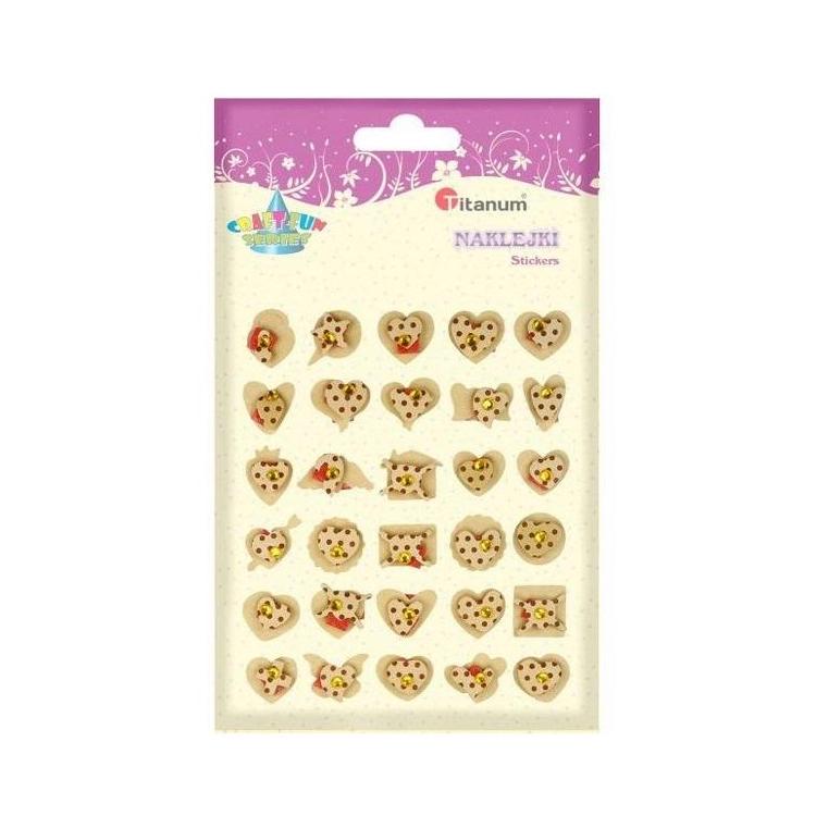 Naklejki papierowe 3D serca groszki mix 30szt