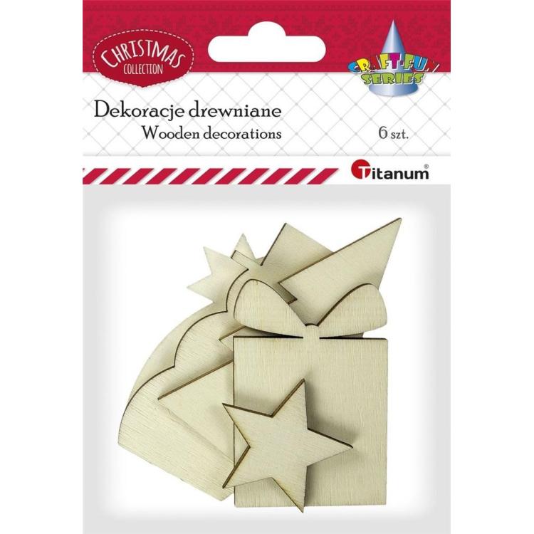 Drewniane dekoracje 6szt