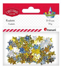 Konfetti Gwiazdki złote, srebrne hologram 14g