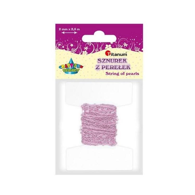 Perełki na sznurku 2,5mmx2m różowe