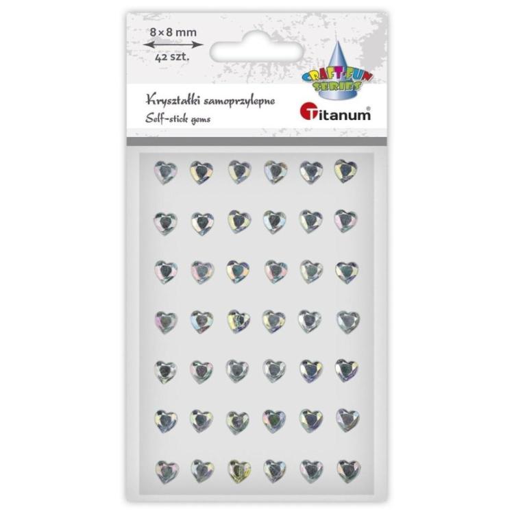 Kryształki samoprzylepne Serca srebrne 42szt