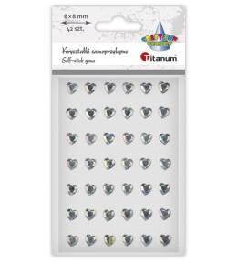 Kryształki samoprzylepne Serca srebrne 42szt