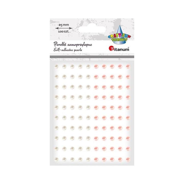 Perełki samoprzylepne 5mm 100szt białe bladoróżowe