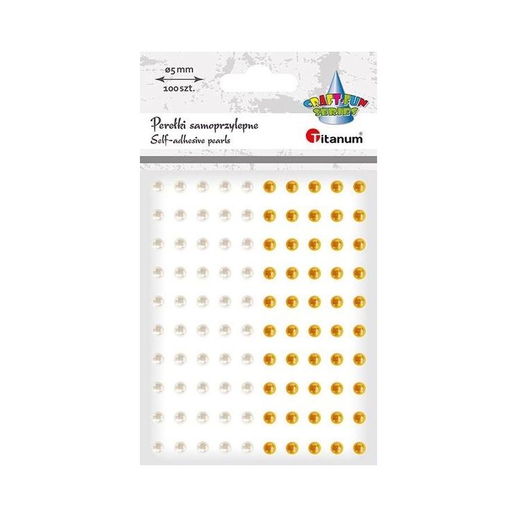 Perełki samoprzylepne 5mm 100szt białe złote