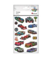 Naklejki wypukłe wyścigówki hologram 16szt