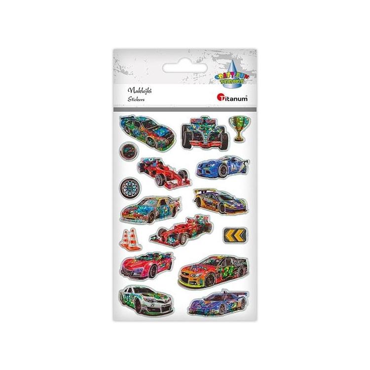 Naklejki wypukłe wyścigówki hologram 16szt