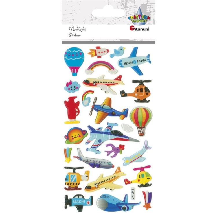Naklejki wypukłe pojazdy powietrzne mix 25szt