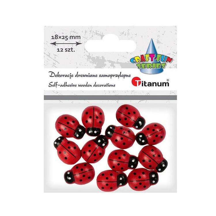 Drewniane biedronki samoprzylepne 3D 18x25mm 12szt
