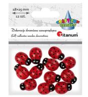 Drewniane biedronki samoprzylepne 3D 18x25mm 12szt