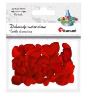 Materiałowe serca 20x17mm czerwone 80szt