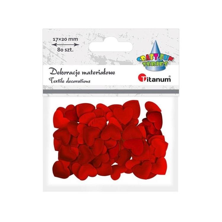 Materiałowe serca 20x17mm czerwone 80szt
