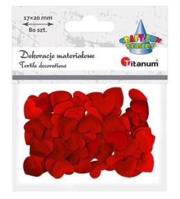 Materiałowe serca 20x17mm czerwone 80szt
