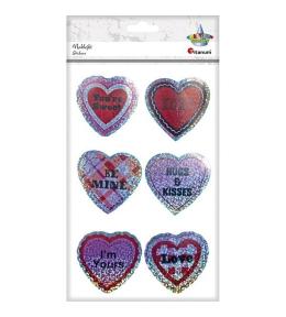 Holo serca 3D samoprzylepne mix rozmiarów 6szt