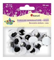 Oczy samoprzylepne bez rzęs 18 mm okrągłe 24szt