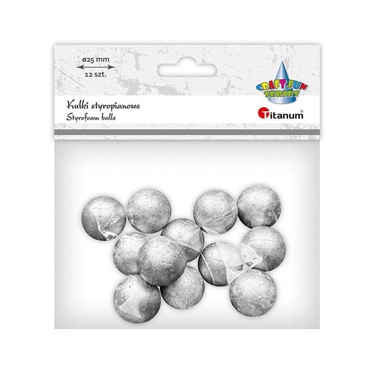 Kulki styropianowe 25mm 12szt srebrne